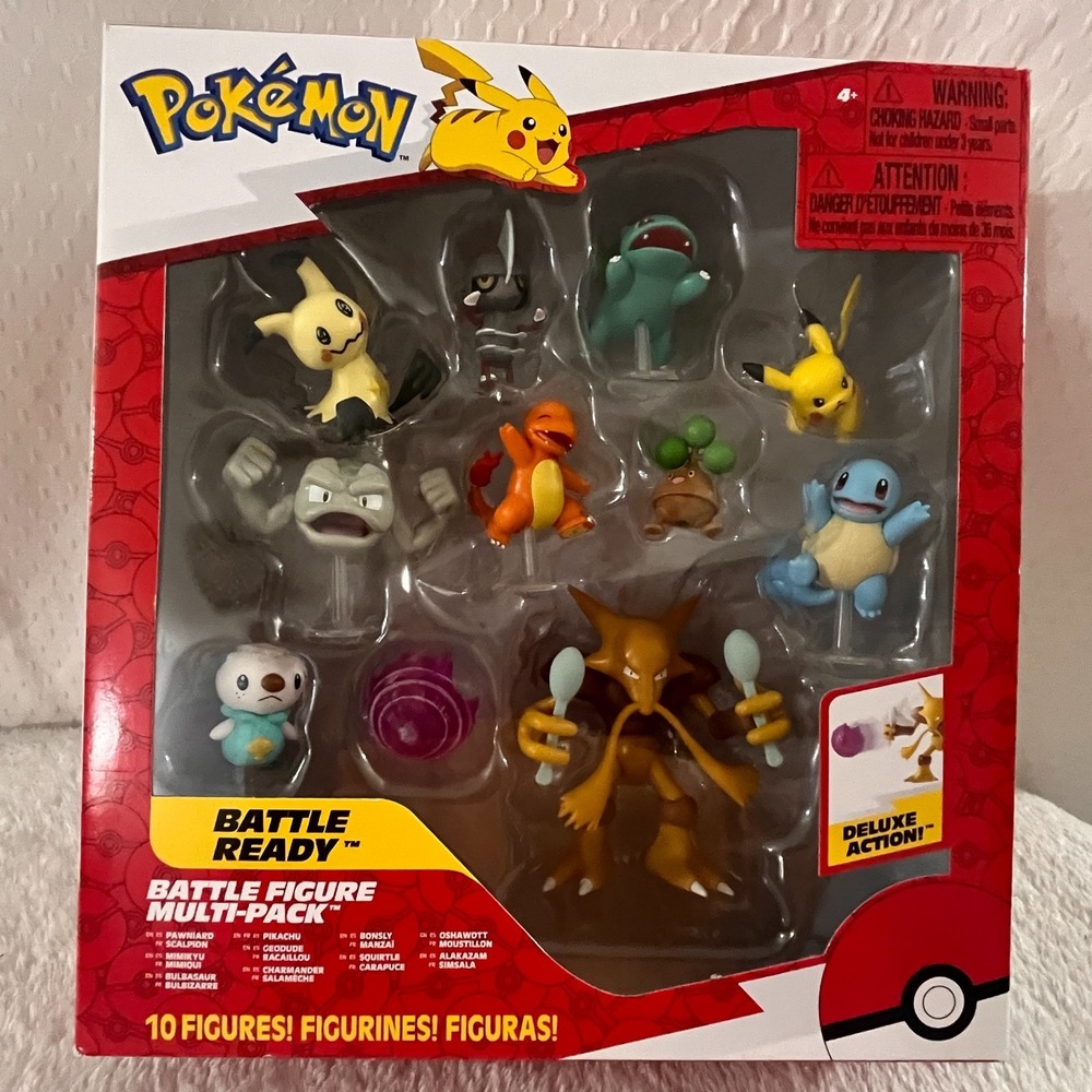 Pokémon 2" Battle Ready Mini Figure Set - 10pk New Pikachu Squirtle Charmander